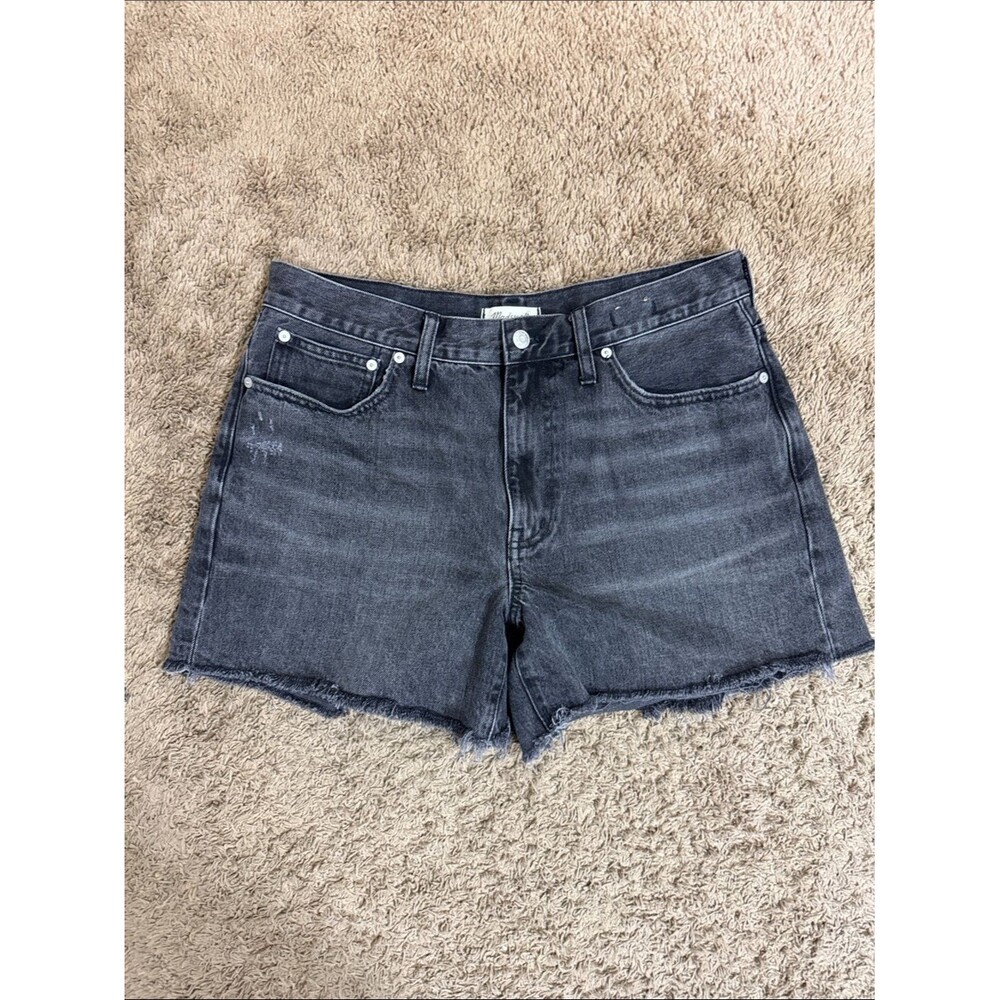 Madewell Relaxed Mid-Length Denim Shorts Women's Washed Black size 30 Summer